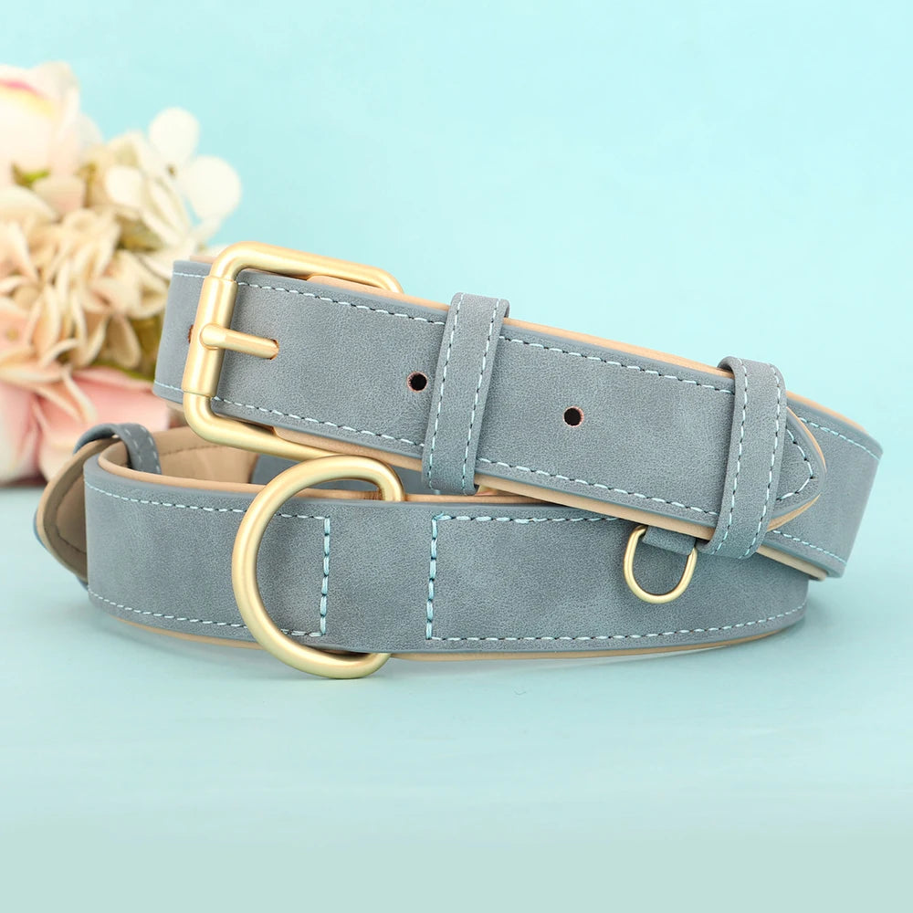 Soft Leather Padded Dog Collar Adjustable Durable Dog Collars For Small Medium Dogs Perro Bulldog Pug Pitbull Pet Accessories Auralis