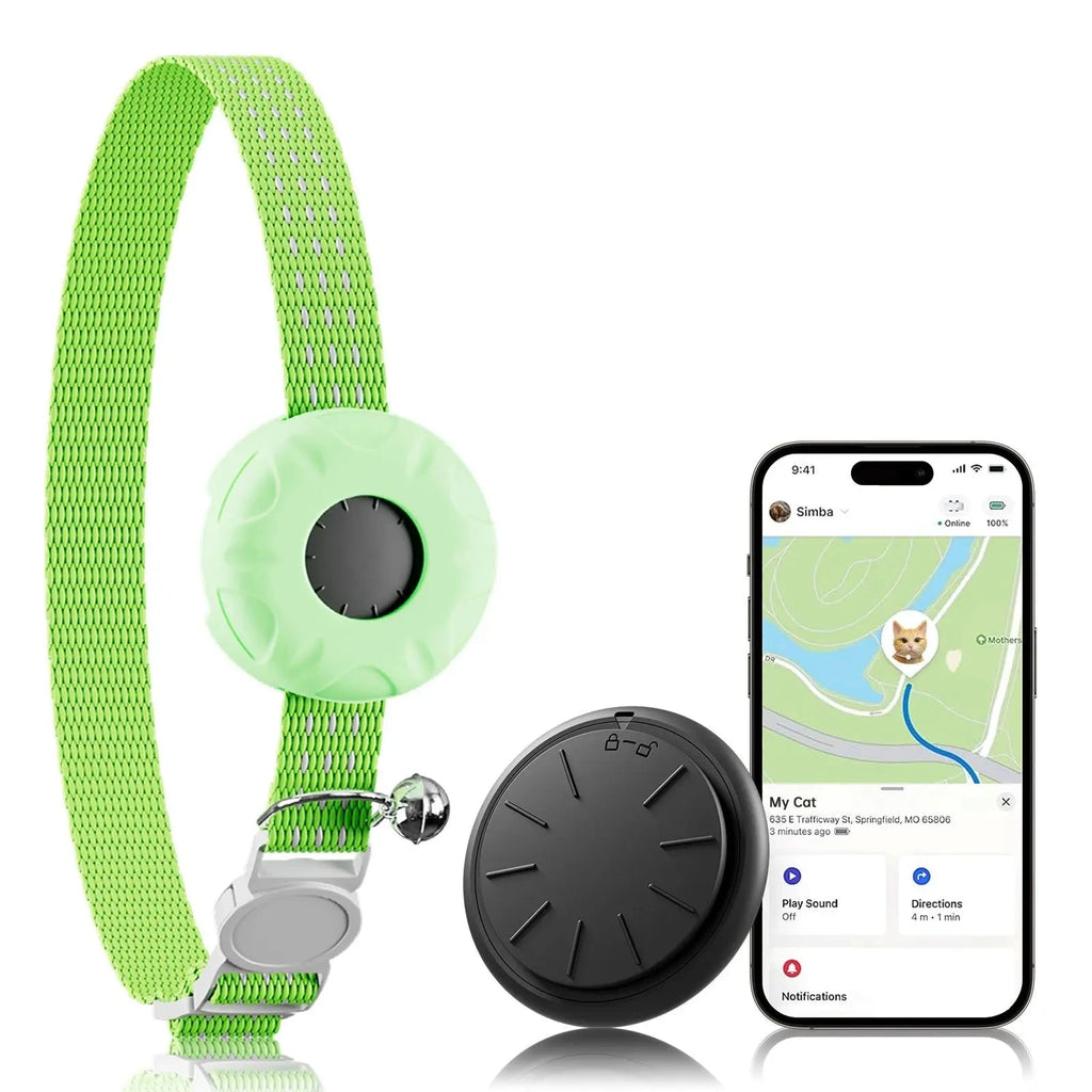 GPS Tracker, Waterproof Pet Tracker for Cats, Cat GPS Tracker Collar with Safety Elastic Buckle (Only iOS), No Monthly Fee Auralis