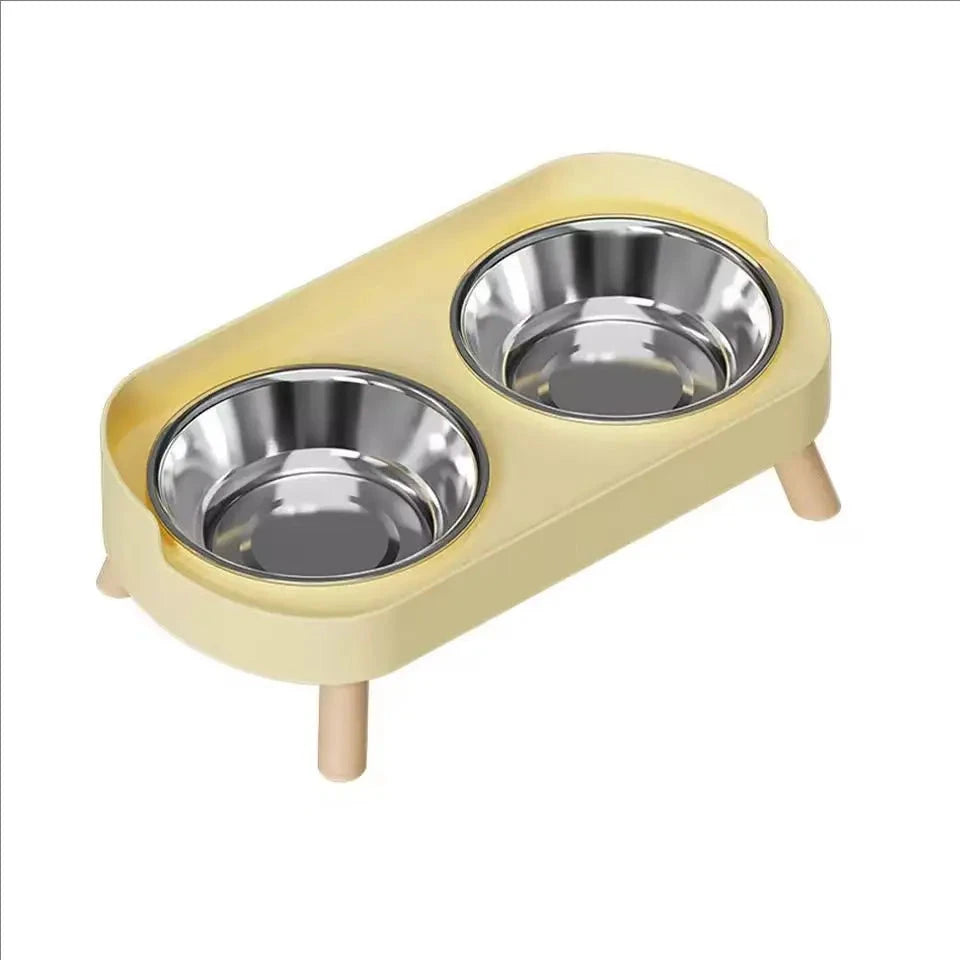Dopamine Colorful Elevated Pet Feeder: Dual Stainless Steel Bowls with Neck Support - Fashion Food & Water Station for Pets Auralis