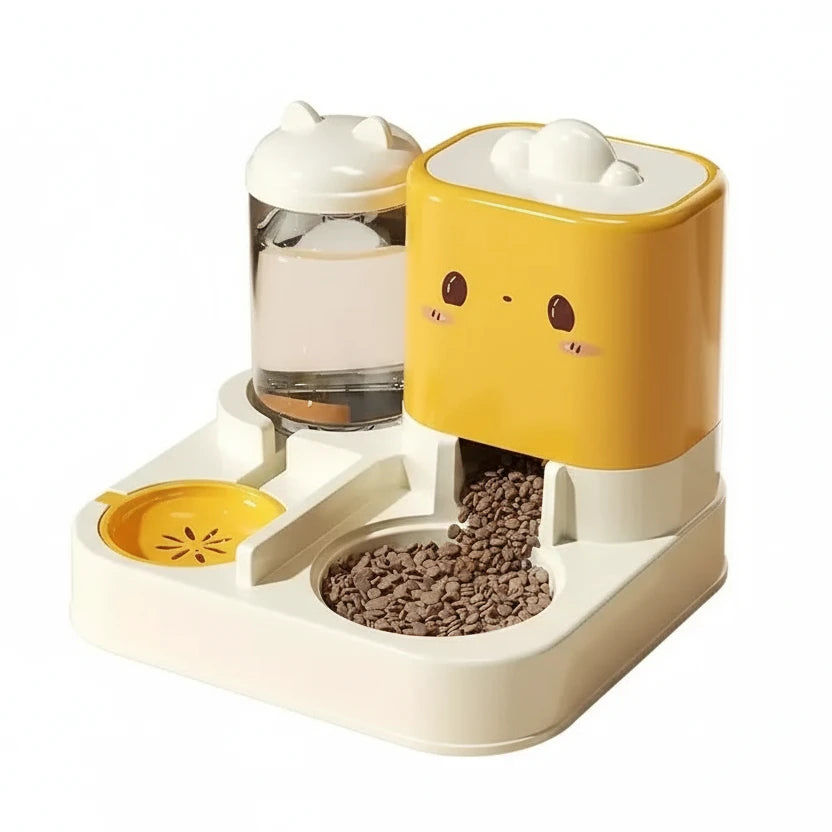 Cute Smiling Cat Automatic Feeder And Water Dispenser Pet Supplies Feeding Organizer Suitable for Cats And Small Dogs Auralis