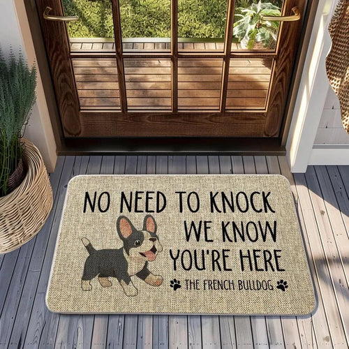 Paillasson humoristique chien bouledogue carlin terrier pour entrée maison amoureux animaux Auralis